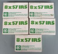 One-hundred RWS 8x57 IRS unprimed centre-fire rifle cartridges, all in original boxes PLEASE NOTE