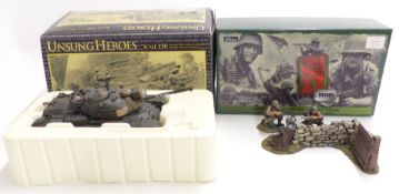 Two diecast model soldier sets Britains World War II Squads German Waffen SS MG42 Team 17147 and