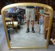 An overmantel mirror with gilt frame, W102 x H108cm