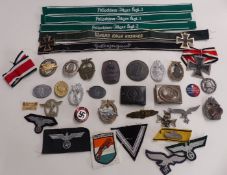 Replica Nazi German Iron Cross medals, belt buckle, badges and name bands