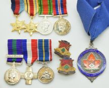 Two set of miniature medals together with a hallmarked silver Ealing Philanthropic Institution medal