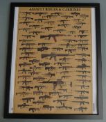 Four mounted prints, June 6th 1944 armoured fighting vehicles, combat vehicles of the US military,