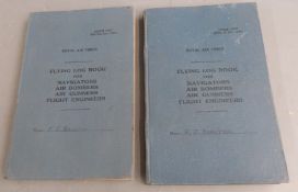 Two RAF flying log books for F.J.Boulton relating to Lancaster and Lincoln bombers, Aston Down,