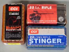 One-hundred-and-thirty-five .22 rifle cartridges including CCI Stinger, Velocitor etc, all in