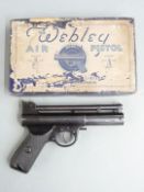 Webley Mk 1 .177 air pistol with chequered composite grips, serial number 61492, in original box.
