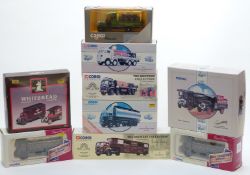 Nine Corgi and Corgi Classics diecast model commercial vehicles including The Brewery Collection,