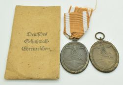 Two German Army WW2 Nazi Third Reich Atlantic Wall medals