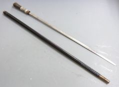 WITHDRAWN Anglo-Indian sword stick with bone inlaid handle, 63cm blade