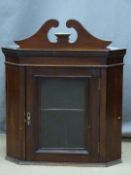 A 19thC glazed mahogany hanging corner cupboard, W58 x H70cm