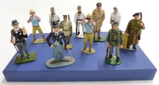 Eleven King & Country, Britains and similar diecast model soldiers including Churchill, German