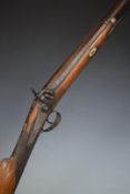 D Holland of Cirencester percussion hammer action muzzle loading gun with named and engraved lock,
