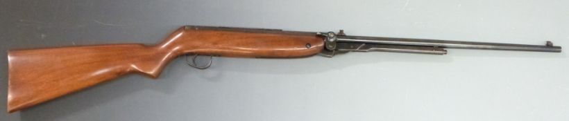 Webley Mark 3 .177 air rifle with semi-pistol grip, named plaque inset to the stock and adjustable