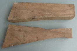 Two walnut shotgun or rifle stock blanks, largest 44cm long.
