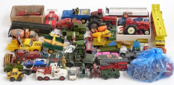 Over 50 Matchbox, Husky, Britains and similar diecast model vehicles together with a Schuco 3000