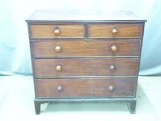 Victorian mahogany chest of two over three graduated drawers, W107 x D50 x H102cm