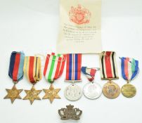 British Army WW2 medals comprising 1939/1945 Star, Africa Star, Italy Star, War Medal and Special