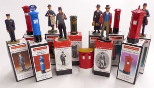 Twelve The Post Office Historical Miniatures 1:19 scale diecast model figures and post boxes, all