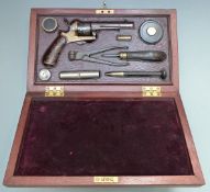 Continental Lefaucheux 120 bore six-shot pinfire double action pocket revolver with patterned wooden