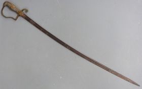 German 1880 pattern officers sword with dove head pommel, stirrup hilt, shield shaped langets