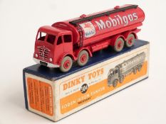Dinky Toys diecast model Mobilgas 14-Ton Tanker with red body, chassis, tank and hubs, 504, in