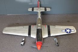 P51 Mustang radio control aircraft of polystyrene construction powered by electric motor and with
