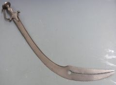 Indian c1800 style 'executioner's' sword with tulwar style hilt and bifurcated 65cm blade