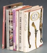 Seven gun related books comprising The Pleasure Of Guns Joseph Rosa & Robin May, Arms and Armour