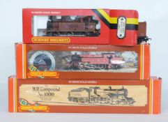 Three Hornby 00 gauge model railway locomotives MR 4-4-0 Compound 1000 R.355, LMS 2-6-4 Class 4P