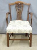 A 19thC upholstered mahogany child's/apprentice chair, H65cm