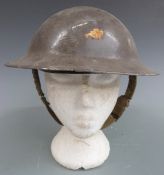 British military steel Brodie helmet with liner and chin strap