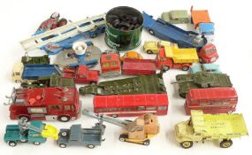 Twenty-three Corgi Toys and Dinky Toys diecast model vehicles including Mighty Antar Tank