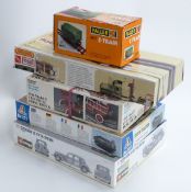 Five model vehicle kits comprising Gabriel diecast metal 1914 Model T Chemical Hose Truck 28446,