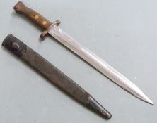 British Army Lee Metford bayonet with good stamps together with leather scabbard