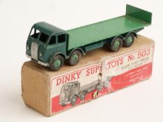 Dinky Supertoys diecast model Foden Flat Truck with Tailboard, green cab and pale green bed and
