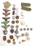 Nazi German badges to include tinnies, coins, some replica items including Luftwaffe