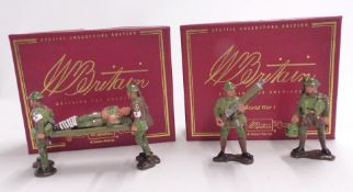Two Britains World War I diecast model soldier sets Stretcher Bearer Set 00160 and British