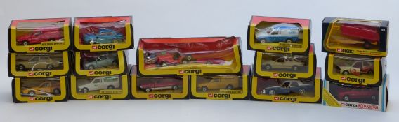 Fifteen Corgi diecast model vehicles and vehicle sets including vans, cars, MG Maestro, Tipper
