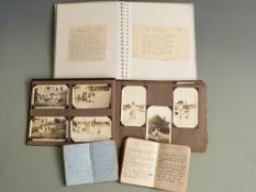 Photo album including WW2 interest, mainly India, two diaries, folder containing contemporary