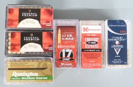 One-hundred-and-eighty-eight .17 HMR rifle cartridges including Hornady, Remington, Federal