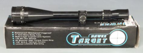 Hawke Target 10-40x50 rifle scope in original box.