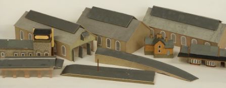 A collection of 00 gauge model railway buildings and accessories together with a German locomotive.
