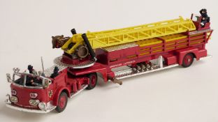 Corgi Major Toys diecast model Amercan LaFrance Aerial Rescue Truck with red body, yellow ladders,