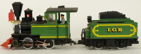 Lehmann LGB G gauge model railway 0-4-0 locomotive and tender, 2017.