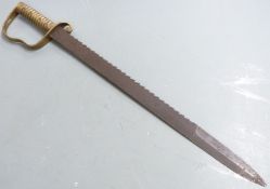 British 1856 pattern pioneer's sawback sword with brass grip and Wilkinson, London to 57cm