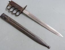 Trench knuckle duster dagger marked US 1918, L43cm, blade 32cm
