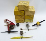 Four various PAW or similar model engines together with seven various PAW boxes