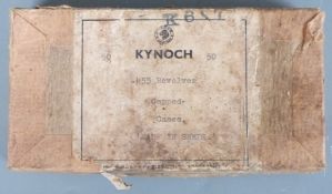 Thirty-six Kynoch .455 revolver cartridges together with 14 empty brass cases, in original box