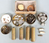 Four Eley-Kynoch 10 bore brass rifle cartridge cases together with associated bullet and various gun