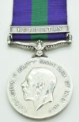 British Army General Service Medal with clasp for Kurdistan named to 2099 T D Karam Hussain, S & T