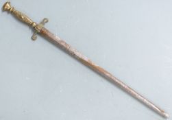 Brass handled dagger with hollow 51cm blade